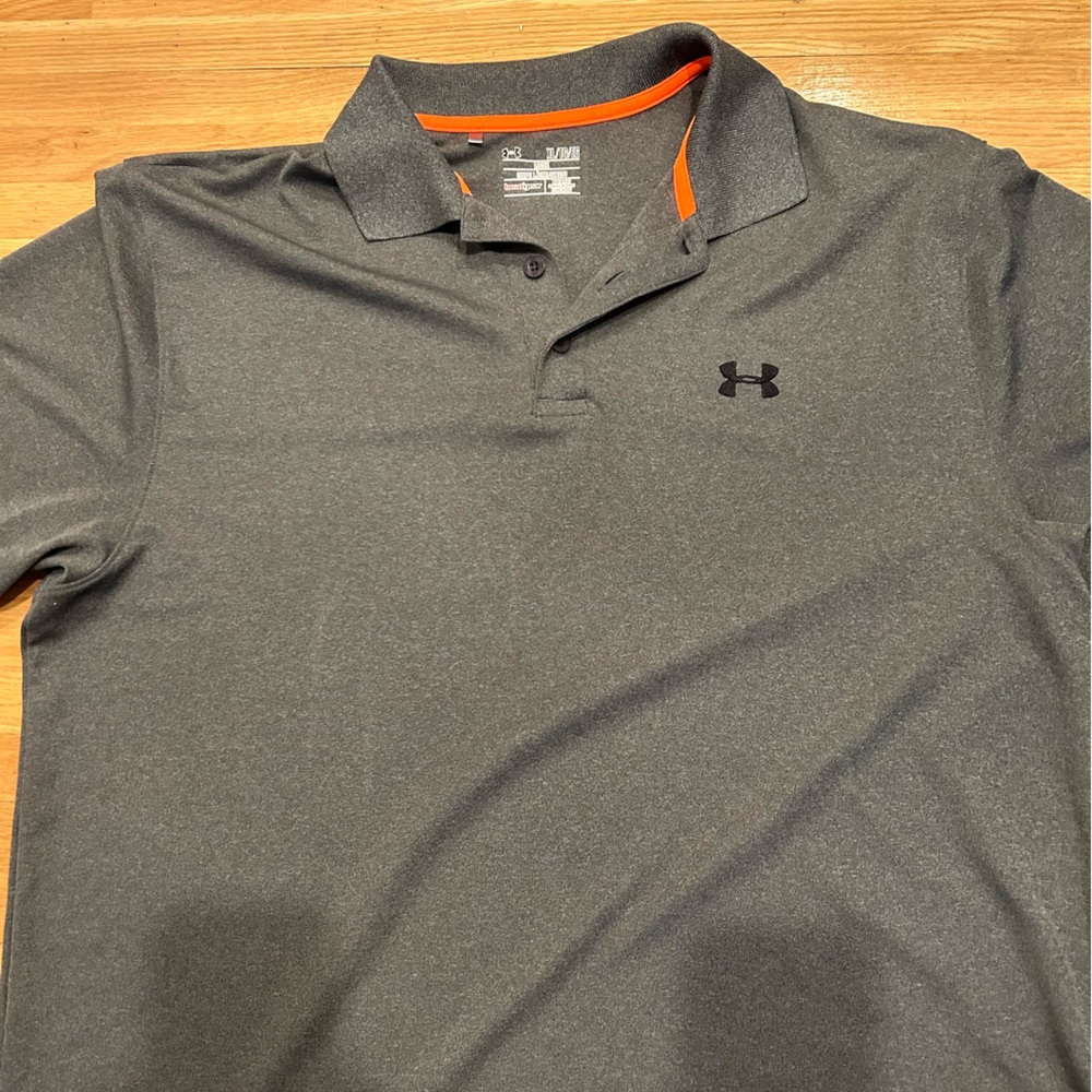 Under Armour Men's Gray Polo with Orange Accents